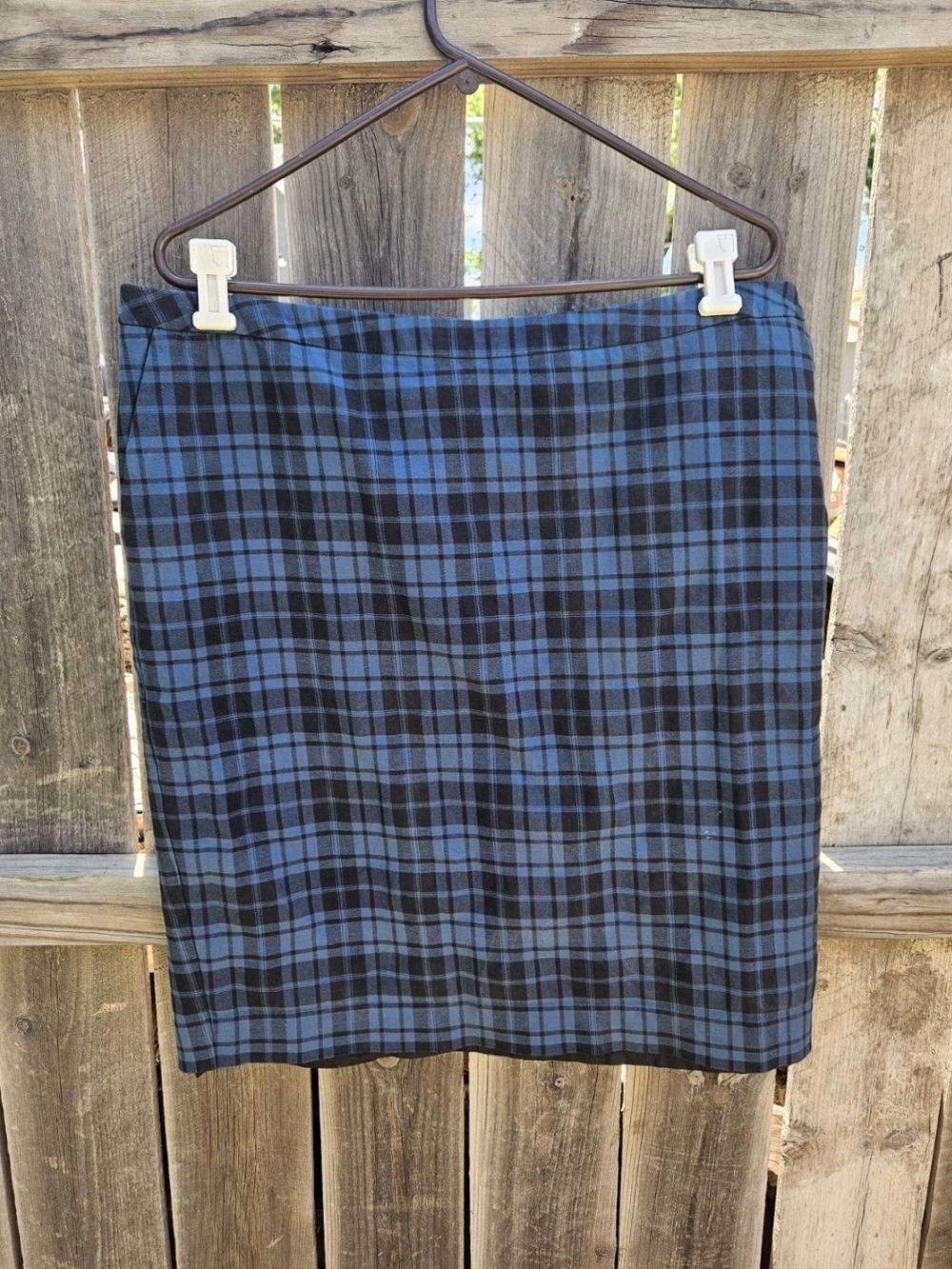 Merona Green Plaid Skirt Womens SZ 18 Stretchy Knee Length Cotton Academic Fall